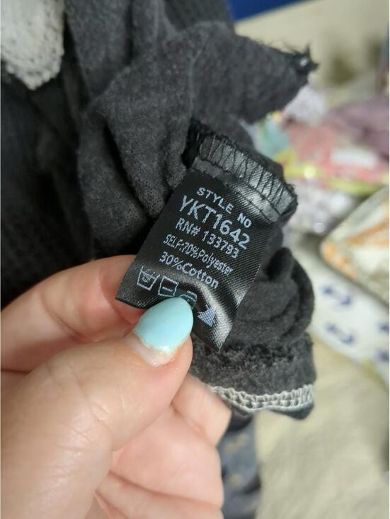 POL Waffle Knit Patchwork Peace Sign Flower Tunic Top Long Sleeve Boho Size L - Picture 7 of 8